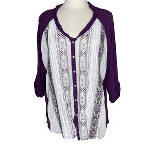 Great Northwest Indigo XL embroidered top purple cream